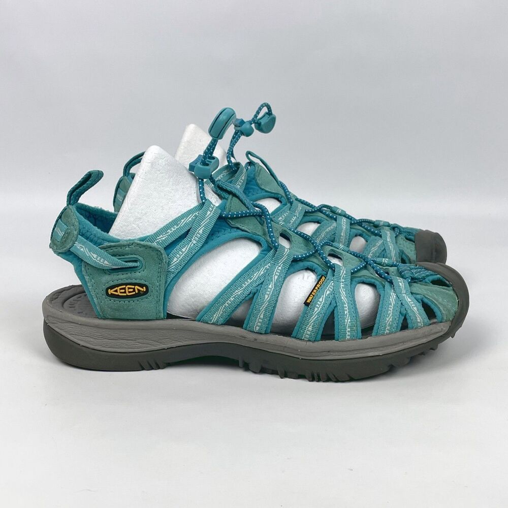 KEEN Whisper Women's Sport Sandals 7.5 Teal Aqua Waterproof Trail Shoes 1010962